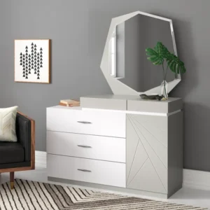 Avant-Garde White Deco Bed with Geometric Headboard - Image 2