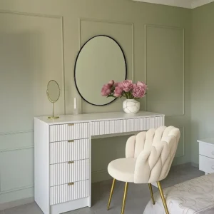 Modern Cream Fabric Upholstered Bed with Curved Minimalist Headboard - Image 2