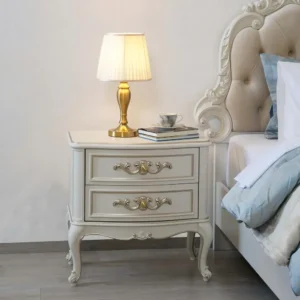 Royal Luxury White and Gold Tufted Deco Bed - Image 3