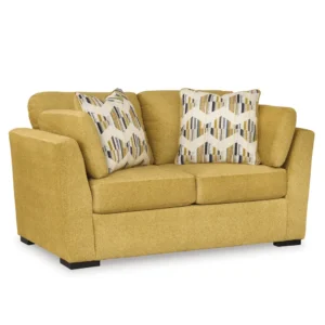 Sun-Kissed Yellow Jute Fabric Three-Seater Classic Living Room Sofa - Image 3