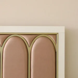 Empress Pink and White Arched Velvet Upholstered Bed - Image 3