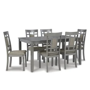 Classic Grey Wooden Dining Chair with Fabric Padded Seat - Image 2