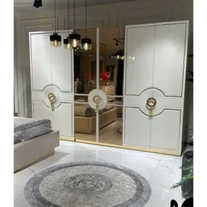 Royal Turkish Deco Bed with Wavy Headboard and Gold Inlays - Image 3