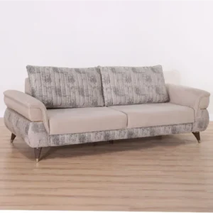 Luxury Turkish Velvet Sofa with Ribbed Back and Gold Base - Image 2