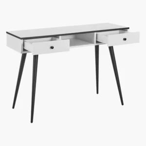 Modern White Deco Console Table with Black Tapered Legs - Image 2