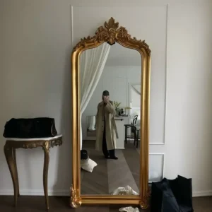 Baroque Grandeur Ornate Gold Leaf Floor Mirror - Image 1