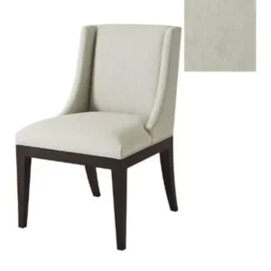 Classic White Jute Upholstered Dining Chair with Dark Brown Wood Frame - Image 1