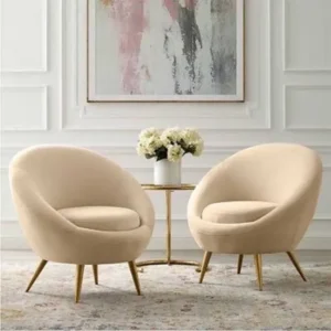 Serenity Swivel Velvet Bedroom Chairs with Gold Pedestal Base - Image 1