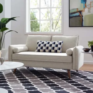 Scandi-Modern Compact Fabric seat in Beige - Image 1