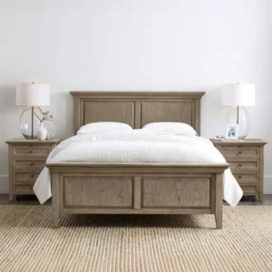 Heritage Light Brown Solid Wood Bed with Panel Headboard - Image 1