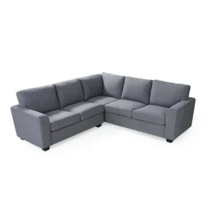 Simple Blue Jute L-Shaped Corner Sofa with Modern Minimalist Silhouette - Image 1