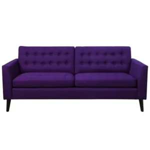 Mid-Century Modern Purple Fabric Sofa with Tufted Back - Image 1