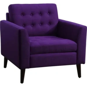 Mid-Century Modern Purple Fabric Sofa with Tufted Back - Image 2