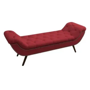 Classic Tufted Maroon Velvet Settee with Curved Arms and Studded Detail - Image 1