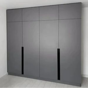 Sleek Modern Grey Seamless Four-Door Wardrobe - Image 1