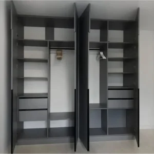 Sleek Modern Grey Seamless Four-Door Wardrobe - Image 2