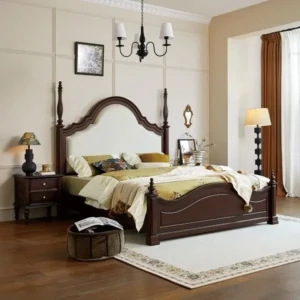 Luxury Dark Brown and White Four-Poster Arched Headboard Bed - Image 1