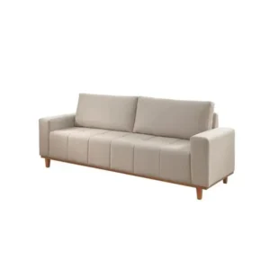 Minimalist Beige Fabric Three-Seater Modern Sofa - Image 1