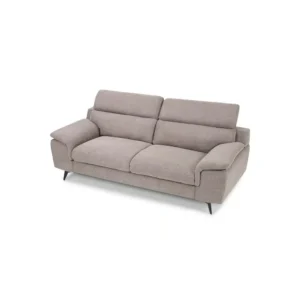 Contemporary Plush Grey Fabric Sofa with Adjustable Headrests and Slim Metal Legs - Image 3