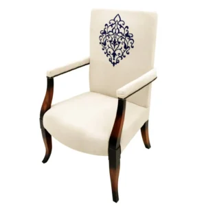 Classic White Leather Rite Bedroom Accent Chairs with Dark Polish Frame - Image 2