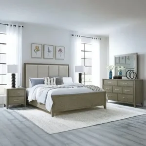 Classic Minimalist Half Polish Fabric Bed in Dark Brown and Grey - Image 1