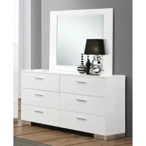 Simple White Deco Bedroom Suite with LED Headboard and Polished Chrome Accents - Image 3