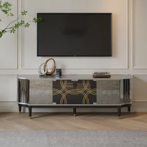 Metropolitan Mirrored Geometric LCD Console Unit - Image 1