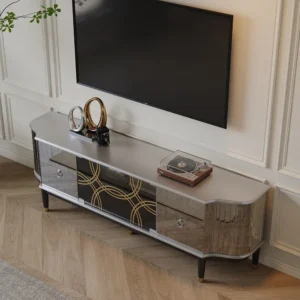 Metropolitan Mirrored Geometric LCD Console Unit - Image 2