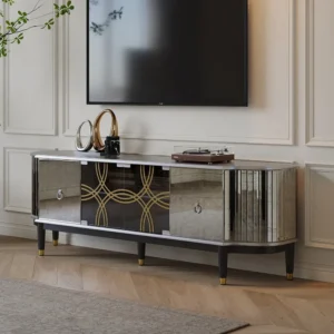 Metropolitan Mirrored Geometric LCD Console Unit - Image 3