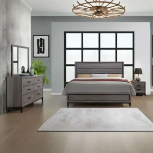 Classic Dark Brown Polish Wood Queen Size Bed with Matching Dresser and Nightstand - Image 1