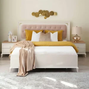 Royal Grandeur White and Pink Half Deco Luxury Bed - Image 1
