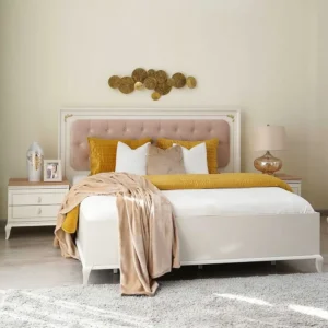 Royal Grandeur White and Pink Half Deco Luxury Bed - Image 2