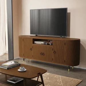 Classic Ribbed Brown Polish LCD Floor Unit with Oval Silhouette - Image 1