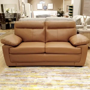 Camel Beige Leather Rite Triple Seater Sofa with Padded Armrests - Image 2