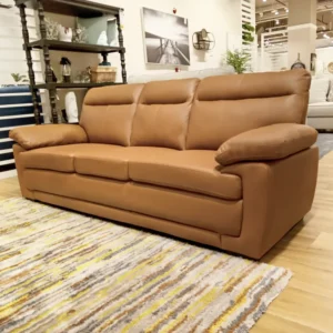 Camel Beige Leather Rite Triple Seater Sofa with Padded Armrests - Image 3