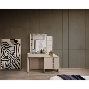 Modern Turkish Velvet Upholstered Bed with Vertical Stitching and Built-in Nightstands - Image 3