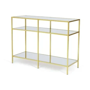 Simple Minimalist Gold Frame Console Table with Glass Shelving - Image 2