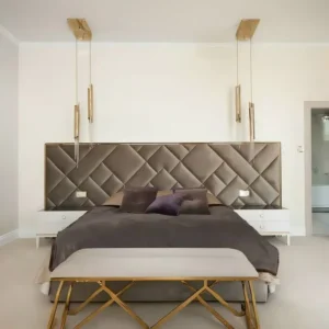 Grand Turkish Style Diamond Tufted Velvet Bed with Integrated Side Panels - Image 1