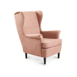 Classic Tufted Velvet Wingback Bedroom Accent Chair in Dark Brown Finish - Image 2