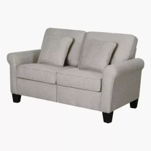 Classic White Jute Fabric 2-Seater Sofa with Black Accents - Image 3