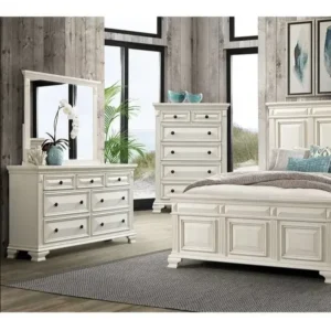 Stately Traditional Black Polished Bedroom Suite with Raised Panel Details - Image 3