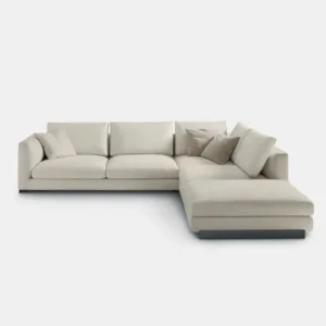 Minimalist Arctic White L-Shaped Modular Sectional Sofa with Plush Fabric Upholstery - Image 1
