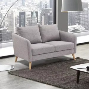 Scandinavian Inspired Grey Jute Sofa Set with Natural Oak Tapered Legs - Image 2