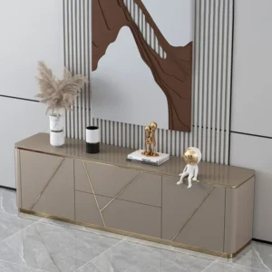 Sleek Deco LCD Floor Unit with Gold Inlay and Grey Finish - Image 2