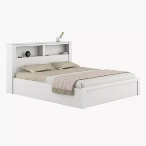 Classic White Laminated Bedroom Set with Storage Headboard - Image 2