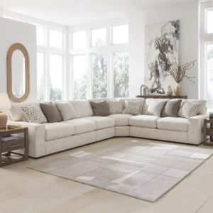 Large White and Dark Brown Multi-Seat Corner Sectional - Image 2