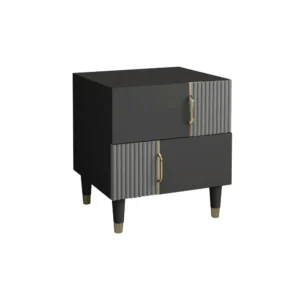 Turkish Style Deco Side Table in Matte Black and Fluted Grey - Image 2