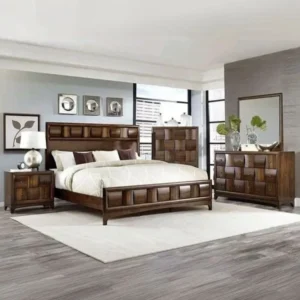 Classic Solid Wood Master Bedroom Set with Woven Panel Headboard - Image 1