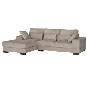 Simple Beige Velvet L-Shaped Sectional Sofa with Plush Cushions - Image 2
