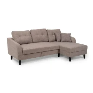 Contemporary Grey Jute Fabric L-Shaped Sectional Sofa Bed - Image 1